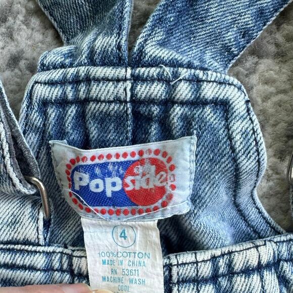 VTG 90s Acid Washed Denim Overalls with princess castle by Popsicle Sz 4 - Picture 12 of 12